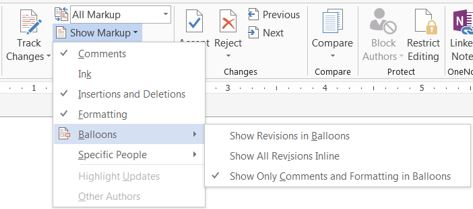 track changes mode in ms word